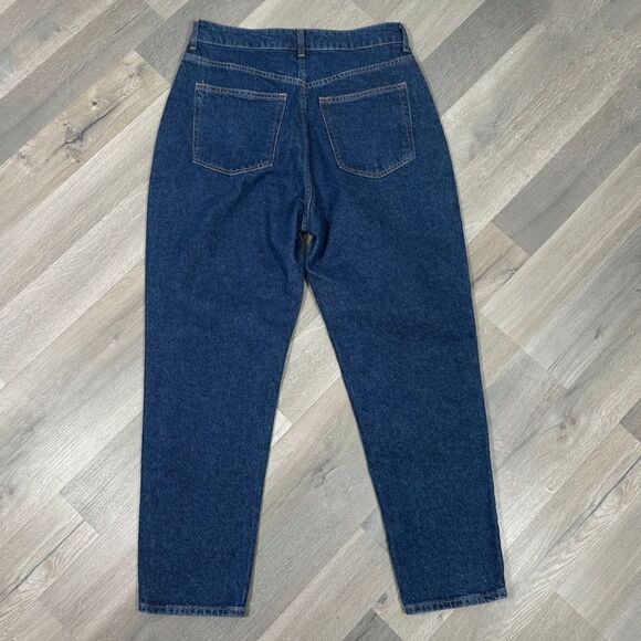 H&M High Rise Tapered Baggy Jeans Dark Blue Size 10 Relaxed Ankle - Picture 4 of 14